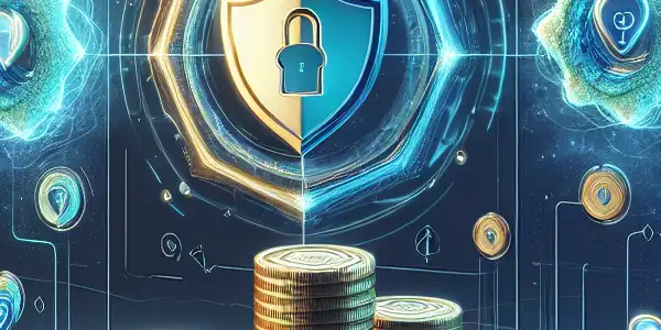 A secure digital environment showcasing virus-free adult coins, featuring a modern interface, security symbols, and privacy connections.