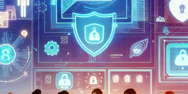 A futuristic virtual lounge with diverse individuals enjoying safe adult entertainment on holographic screens.