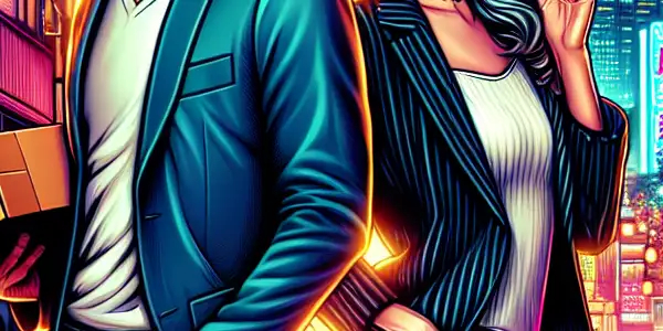 A charismatic delivery man meets a charming woman in a vibrant urban setting, sparking a flirtatious encounter.